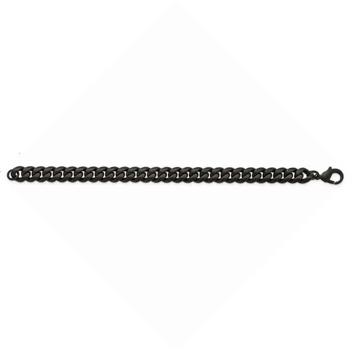 Stainless Steel Black (10mm) Curb Bracelet 8.5"