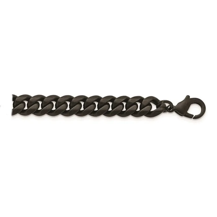 Stainless Steel Black (10mm) Curb Bracelet 8.5"