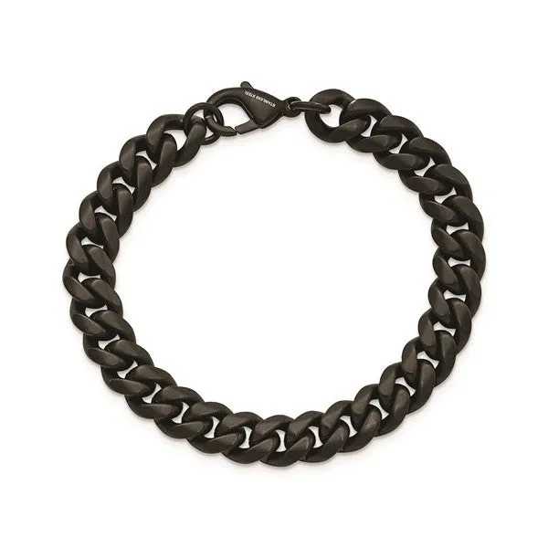 Stainless Steel Black (10mm) Curb Bracelet 8.5"