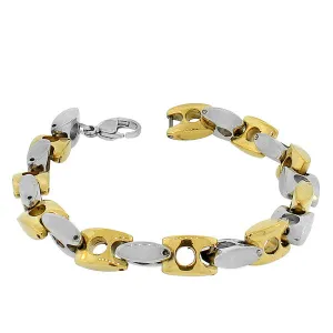 Stainless Steel Dual-Tone Link Chain Men's Clasp Bracelet