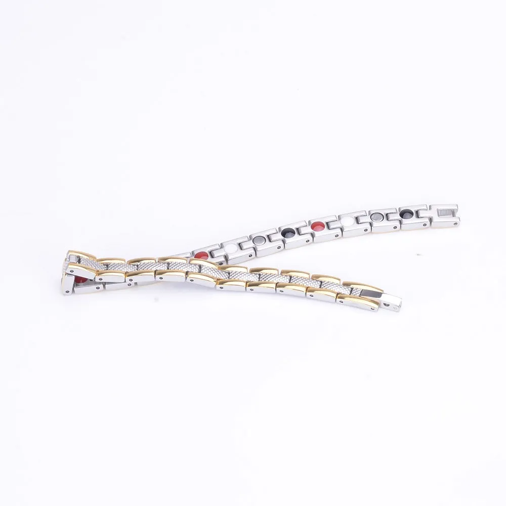 Stainless Steel Energy Bracelet 4-in-1. 2 Colors available. Model B029