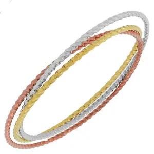 Stainless Steel Gold-Tone Silver-Tone Interlocked Bangle Bracelets