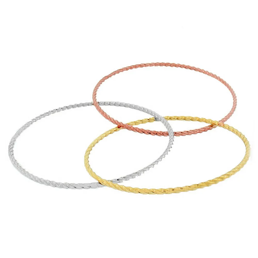 Stainless Steel Gold-Tone Silver-Tone Interlocked Bangle Bracelets