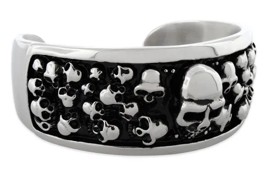 Stainless Steel Multiple Skull Bangle Bracelet