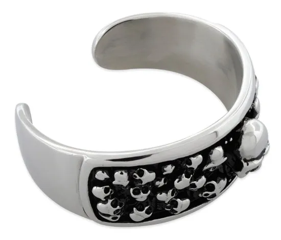 Stainless Steel Multiple Skull Bangle Bracelet