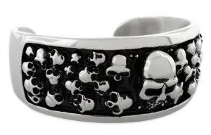 Stainless Steel Multiple Skull Bangle Bracelet