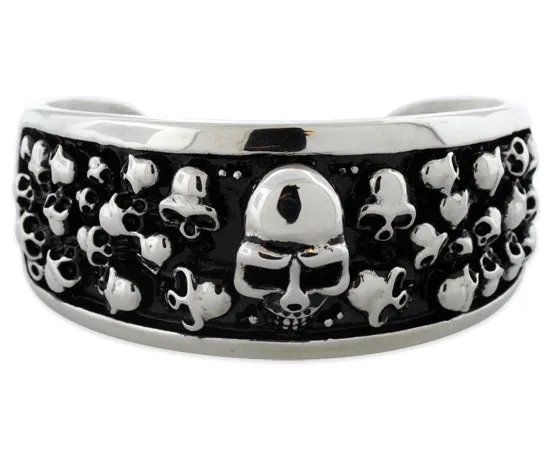Stainless Steel Multiple Skull Bangle Bracelet