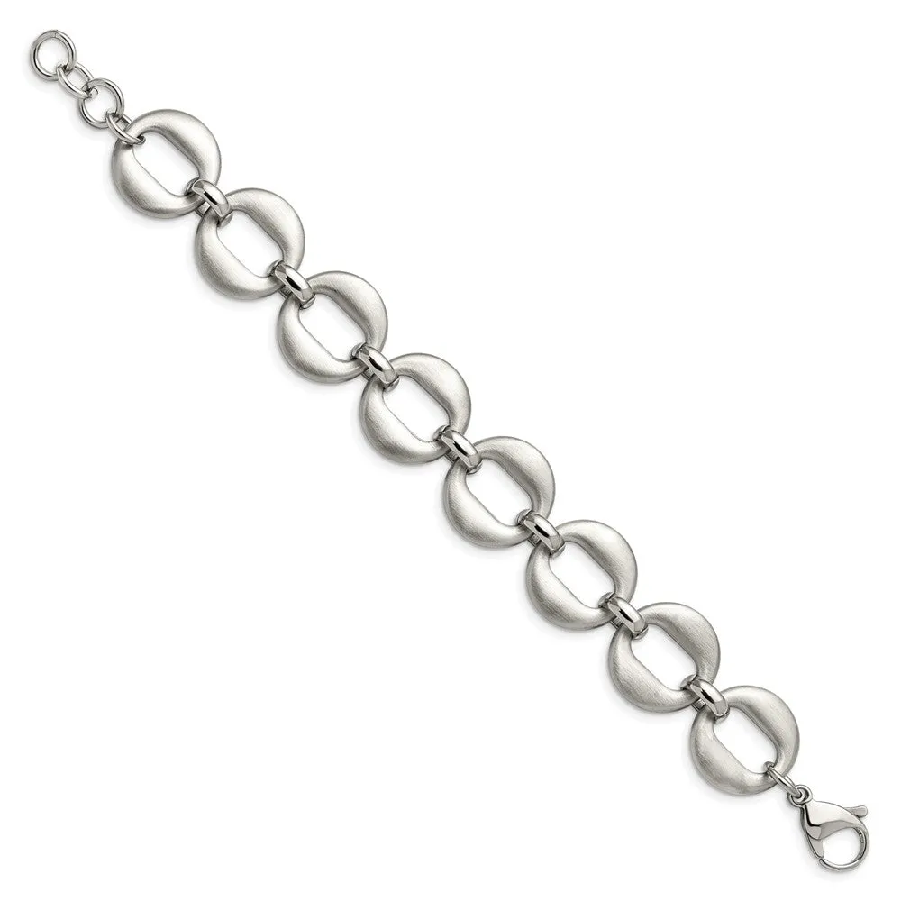 Stainless Steel Polished and Brushed 7.5in w/.5in ext. Bracelet