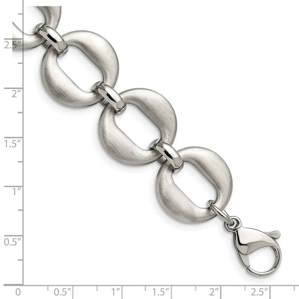 Stainless Steel Polished and Brushed 7.5in w/.5in ext. Bracelet