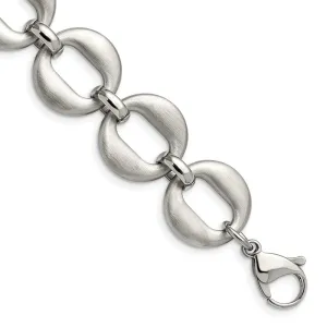 Stainless Steel Polished and Brushed 7.5in w/.5in ext. Bracelet
