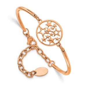 Stainless Steel Polished Rose IP-plated Stars w/2in ext Bracelet
