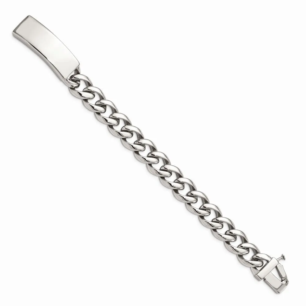 Stainless Steel Polished w/ID Plate 8.5in Bracelet