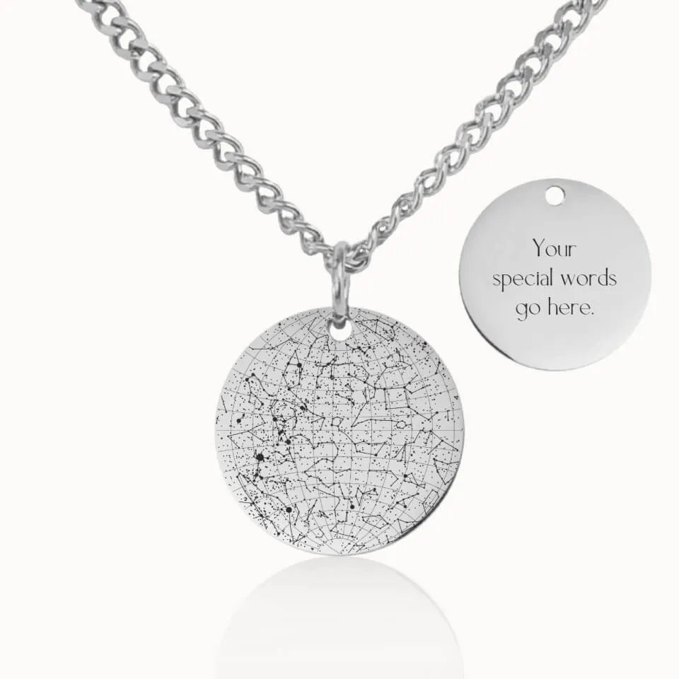 Star Map Coin Pendant on Cuban Chain