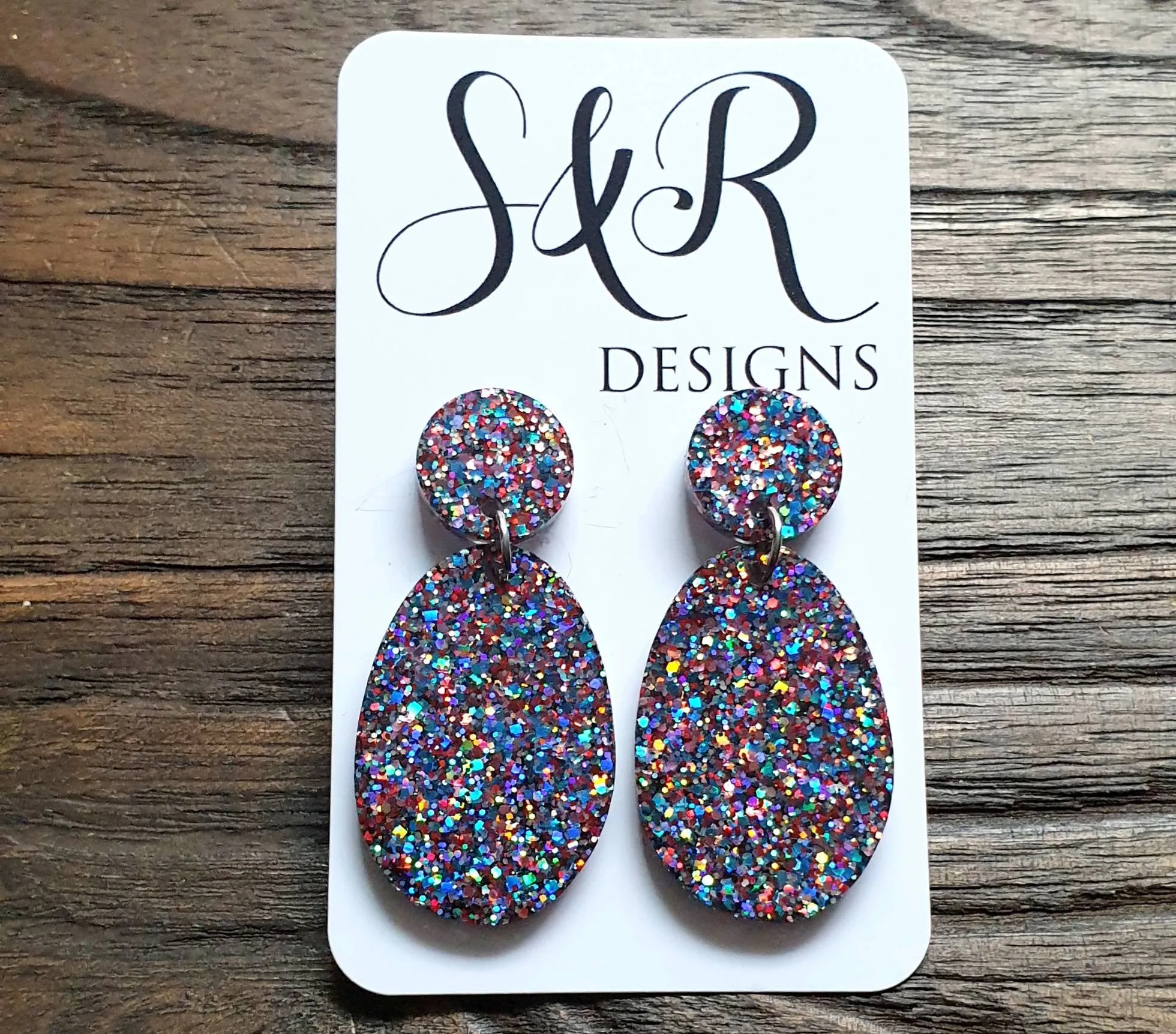 Statement Oval Long Resin Earrings, Confetti Glitter Resin Earrings, Stainless Steel Earrings, Bridesmaid Earrings, Bride Earrings