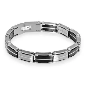Steelx Stainless Steel and Black Plated Bracelet 8"