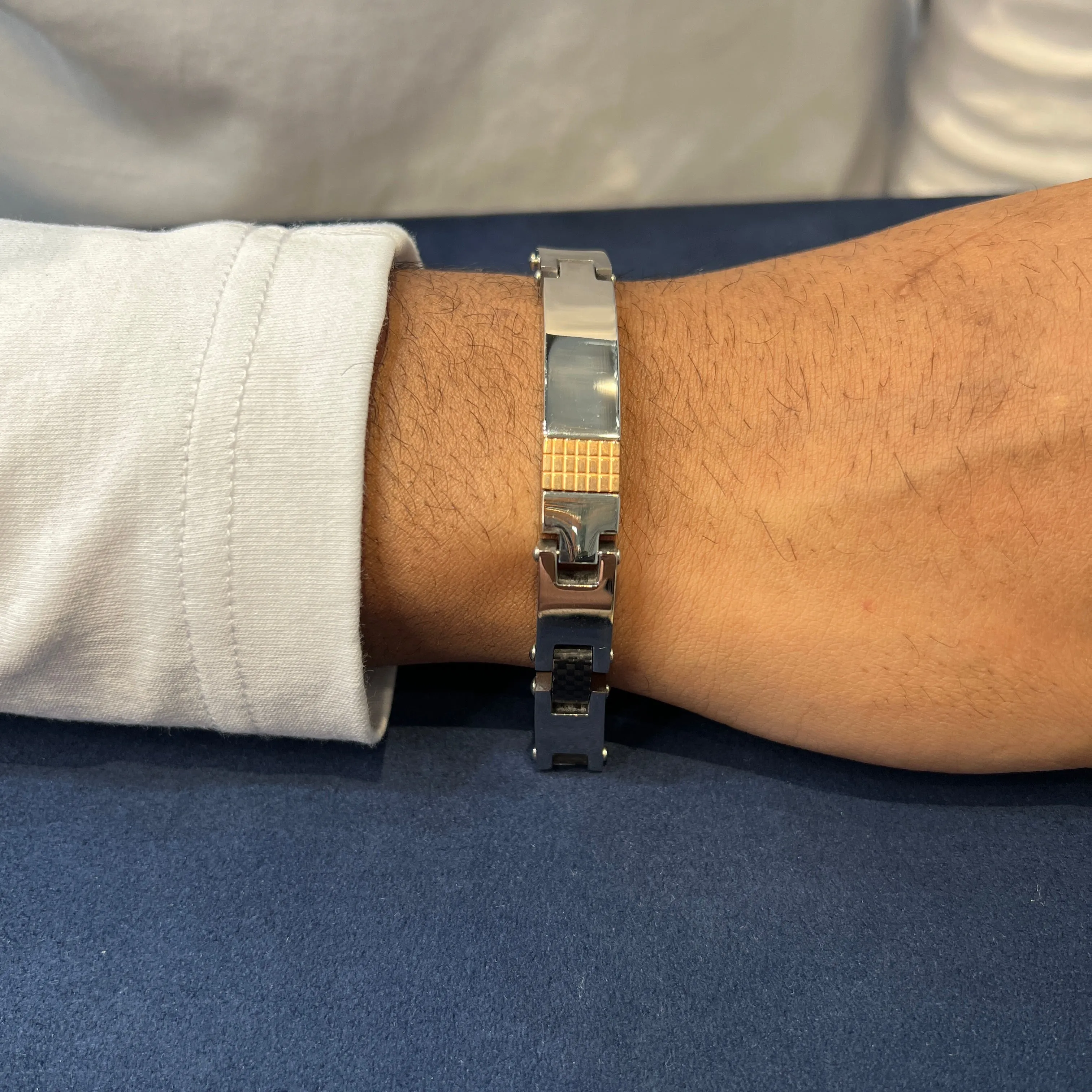 Steelx Stainless Steel and Carbon Fiber with Rose Gold Plated Bracelet