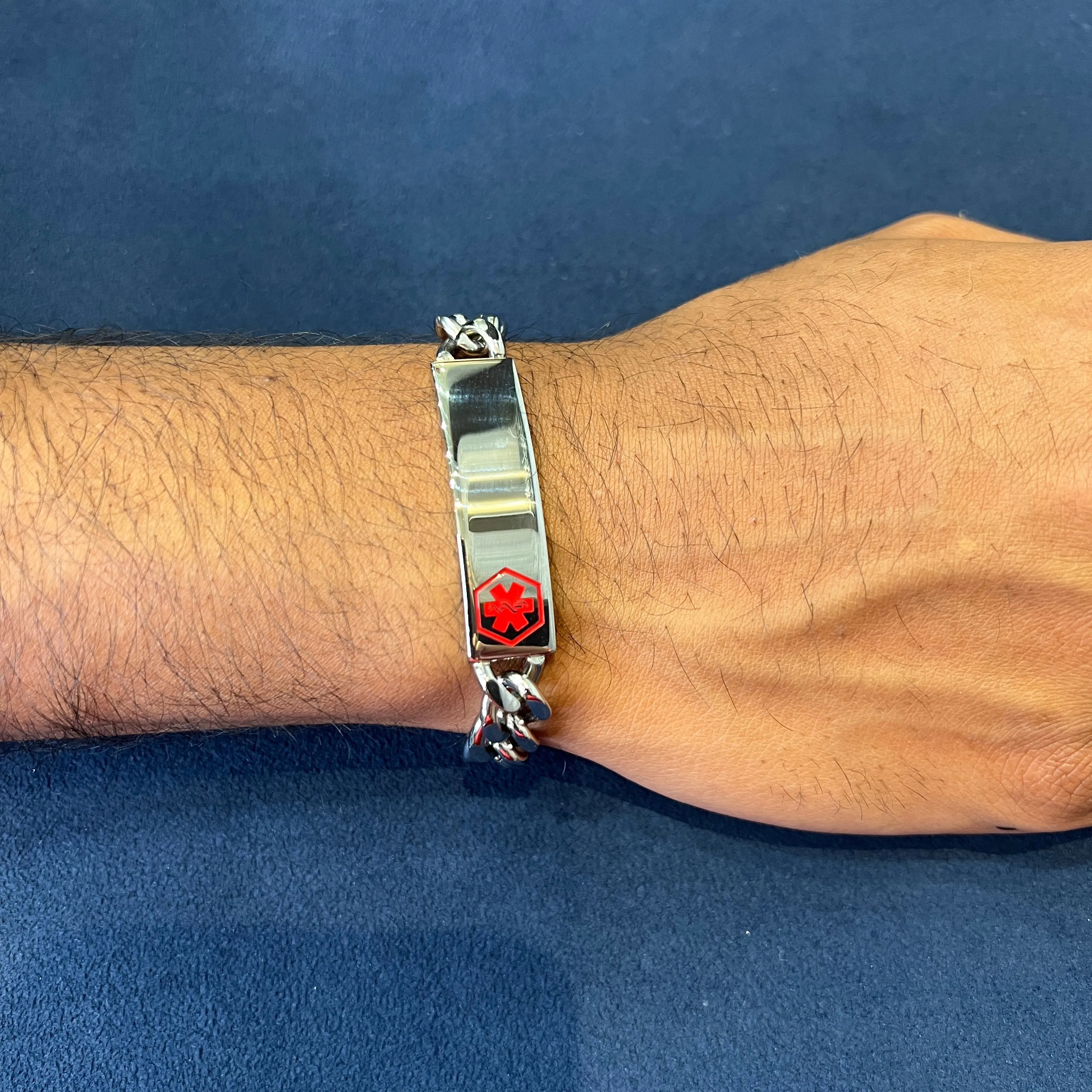 Steelx Stainless Steel Medical Alert ID Cuban Link Bracelet
