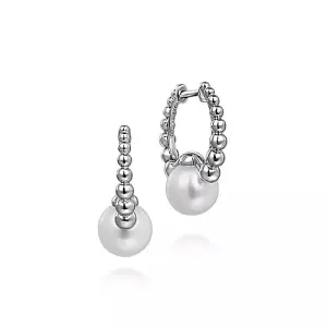 Sterling Bujukan Small Hoop Pearl Earrings