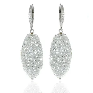 Sterling Silver Clear Crystal Pave Baroque Earrings