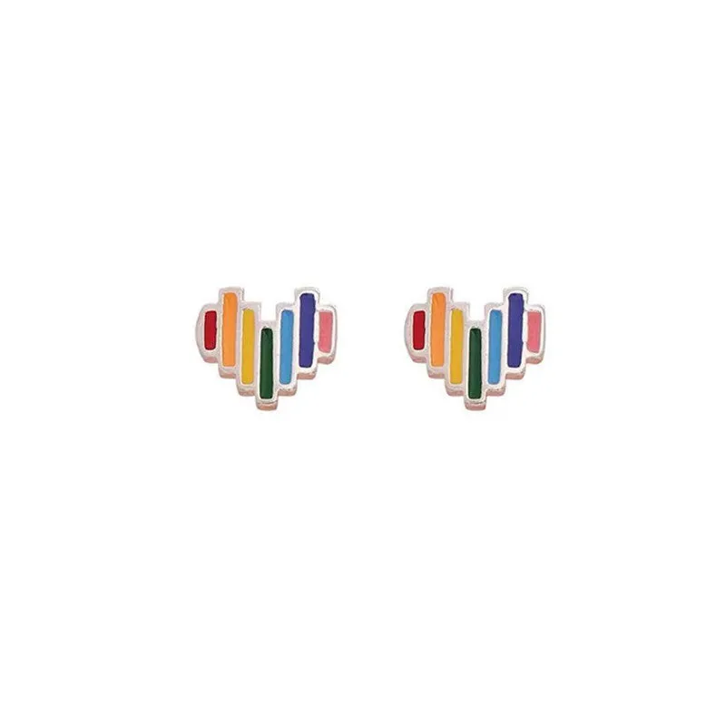 Sterling Silver Colourful Heart Earrings Baby Children Earrings