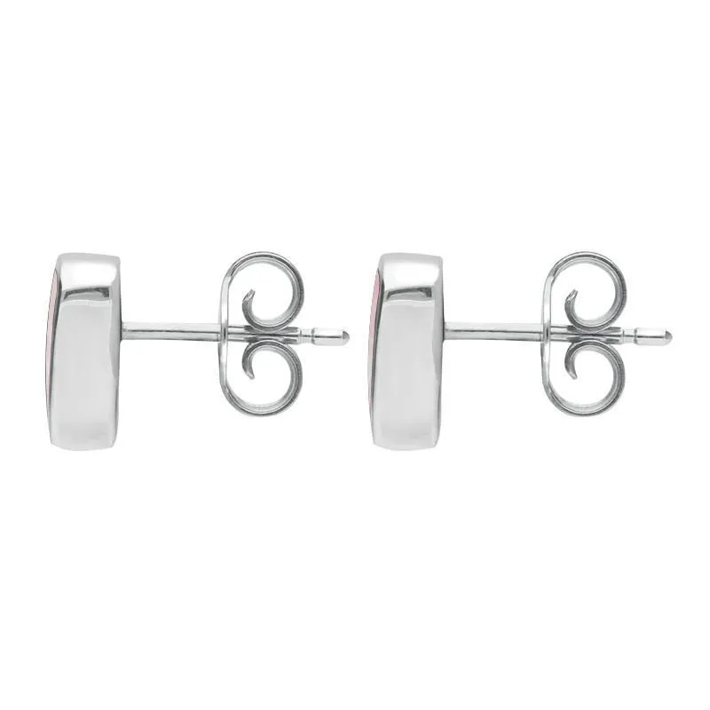 Sterling Silver Pink Mother of Pearl Small Curved Triangle Stud Earrings