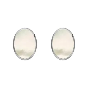 Sterling Silver White Mother of Pearl 7 x 5mm Classic Small Oval Stud Earrings