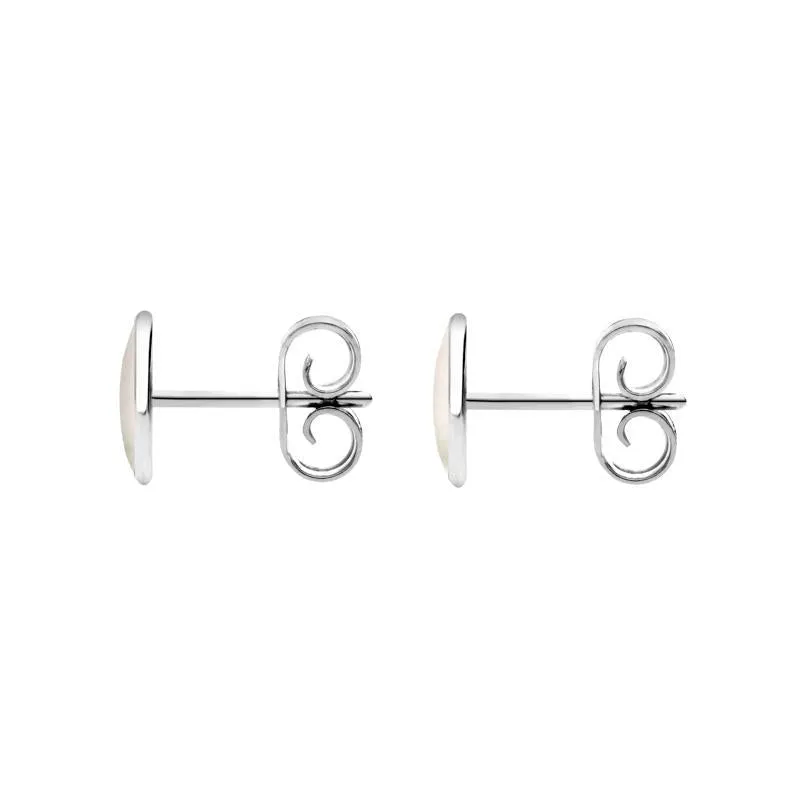 Sterling Silver White Mother of Pearl 7 x 5mm Classic Small Oval Stud Earrings
