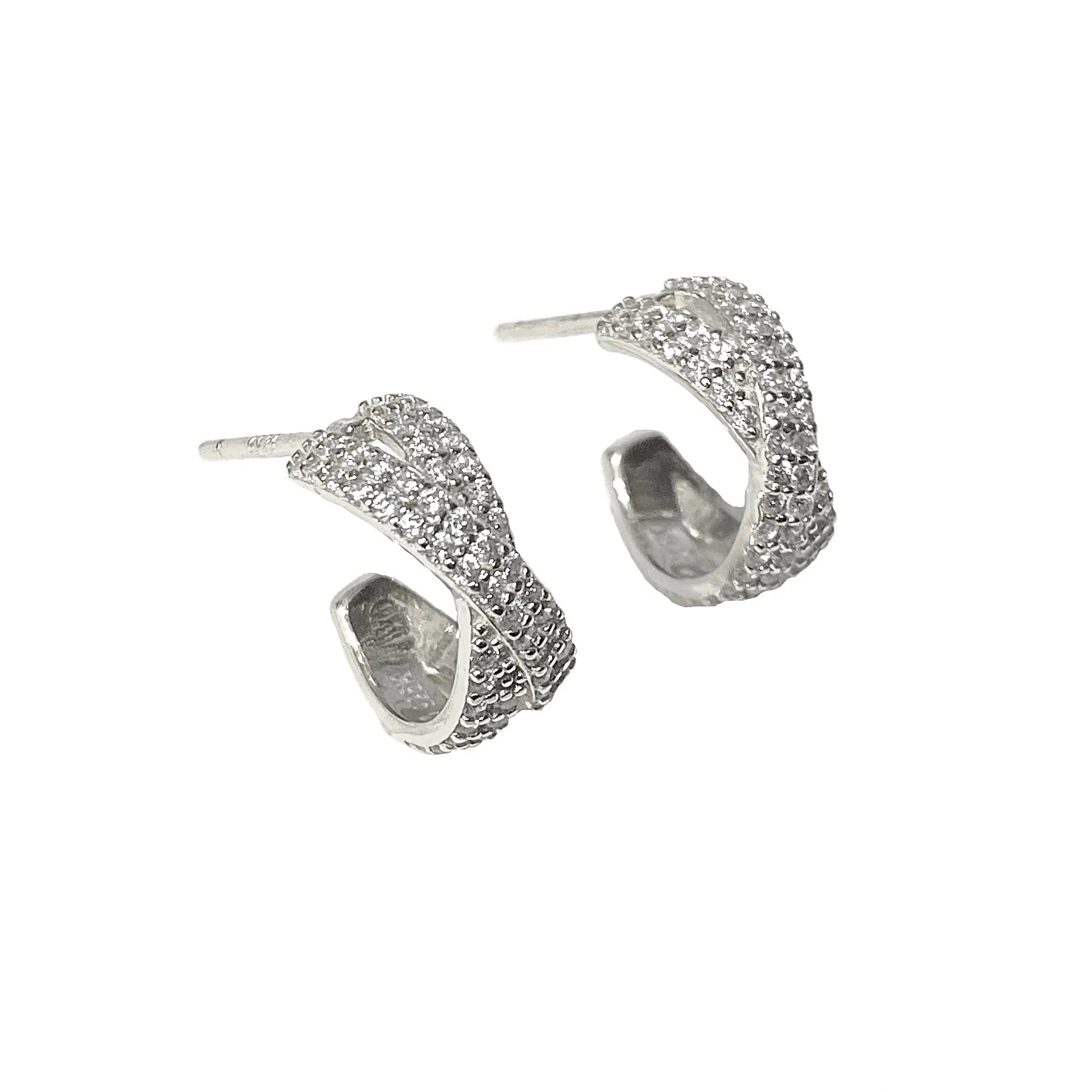 Sterling Silver X Sparkle Huggie Hoops