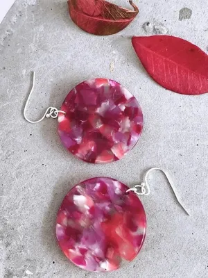 Strawberry Resin Disc Earrings