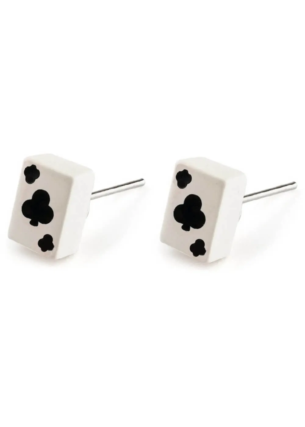 Succubus Jewellery Cards Clubs Stud Earrings Black