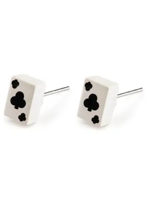 Succubus Jewellery Cards Clubs Stud Earrings Black