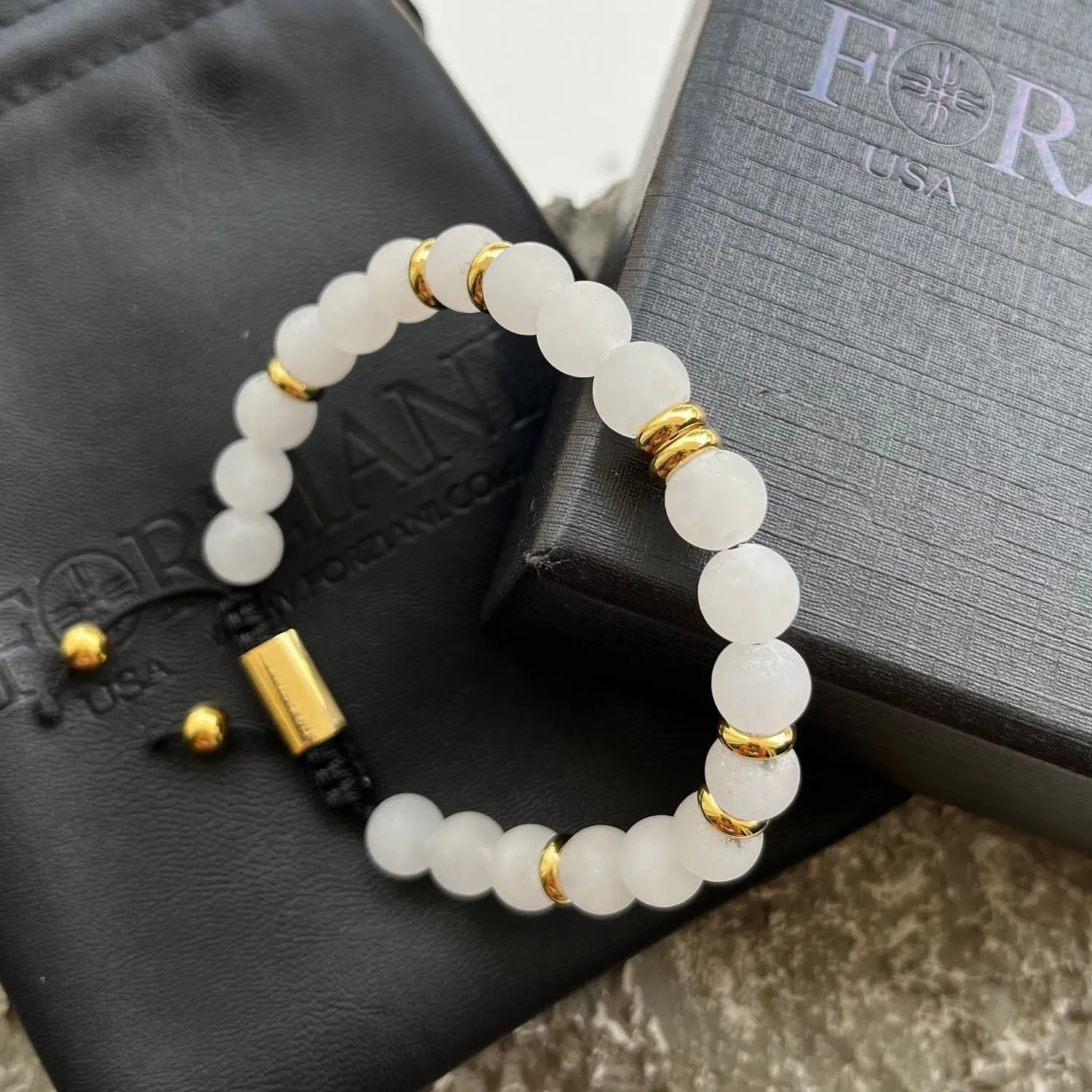 Summit Men’s Beaded Bracelet Moonstone Gold, 6mm