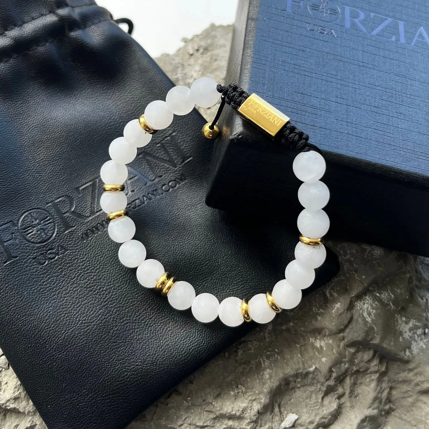 Summit Men’s Beaded Bracelet Moonstone Gold, 6mm