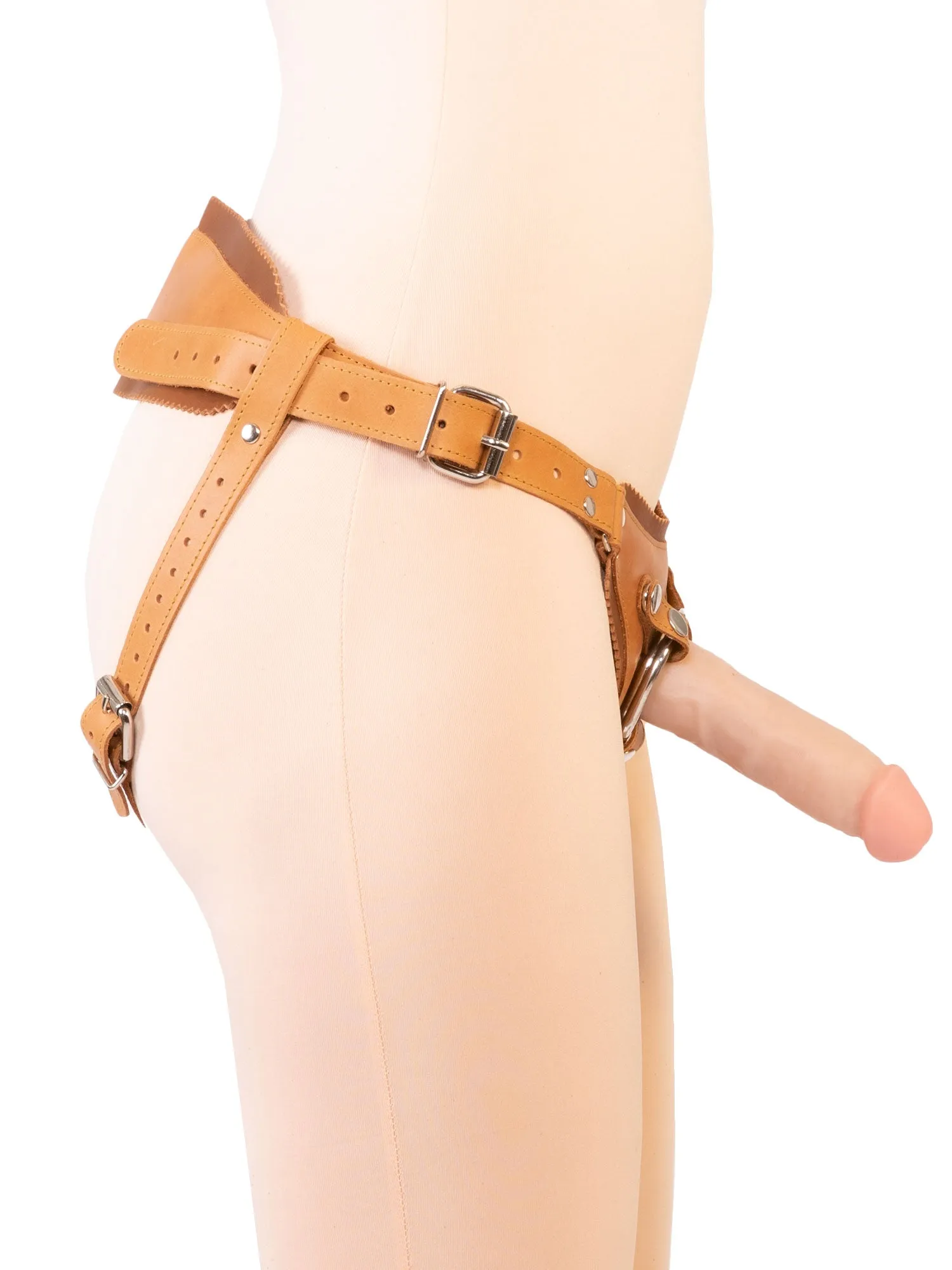 Tan Leather Strap On Harness
