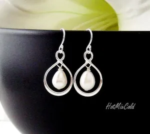 Teardrop Pearl Infinity Earrings