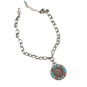 Tempest Large Turquoise and Silver Liberty Coin Pendant