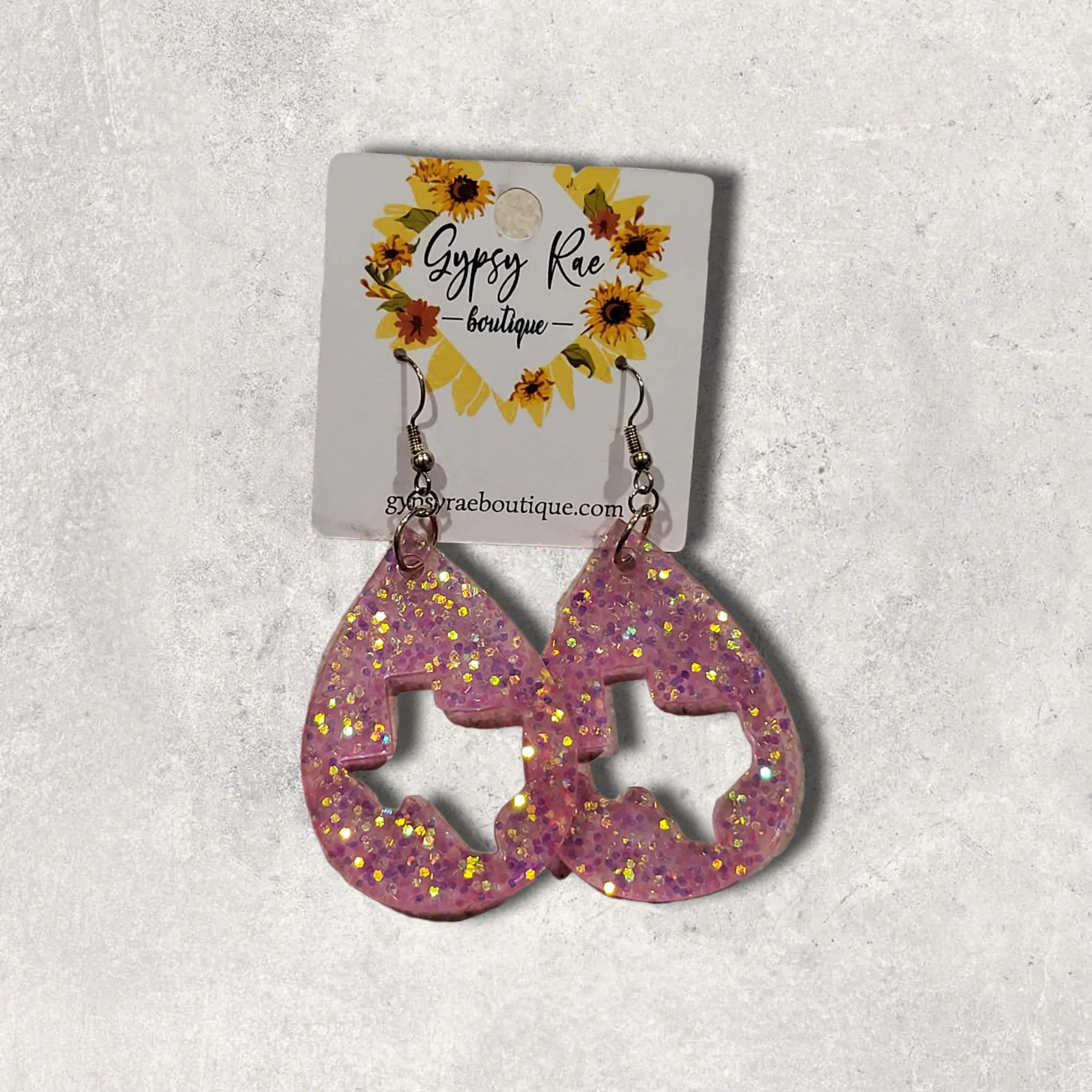 Texas Teardrop Resin Earrings