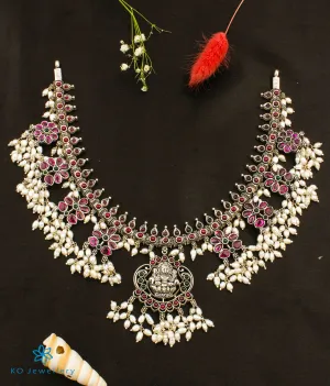 The Bhavika Silver Lakshmi Guttapusalu Necklace (Short)