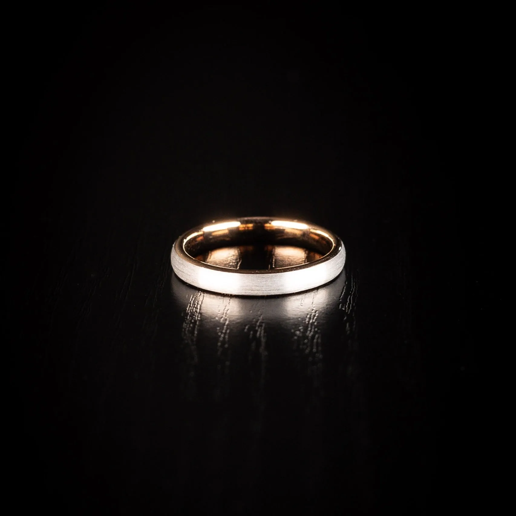 The Classic Two Tone - Brushed & Rose Gold plated Tungsten Ring | Womens Ring