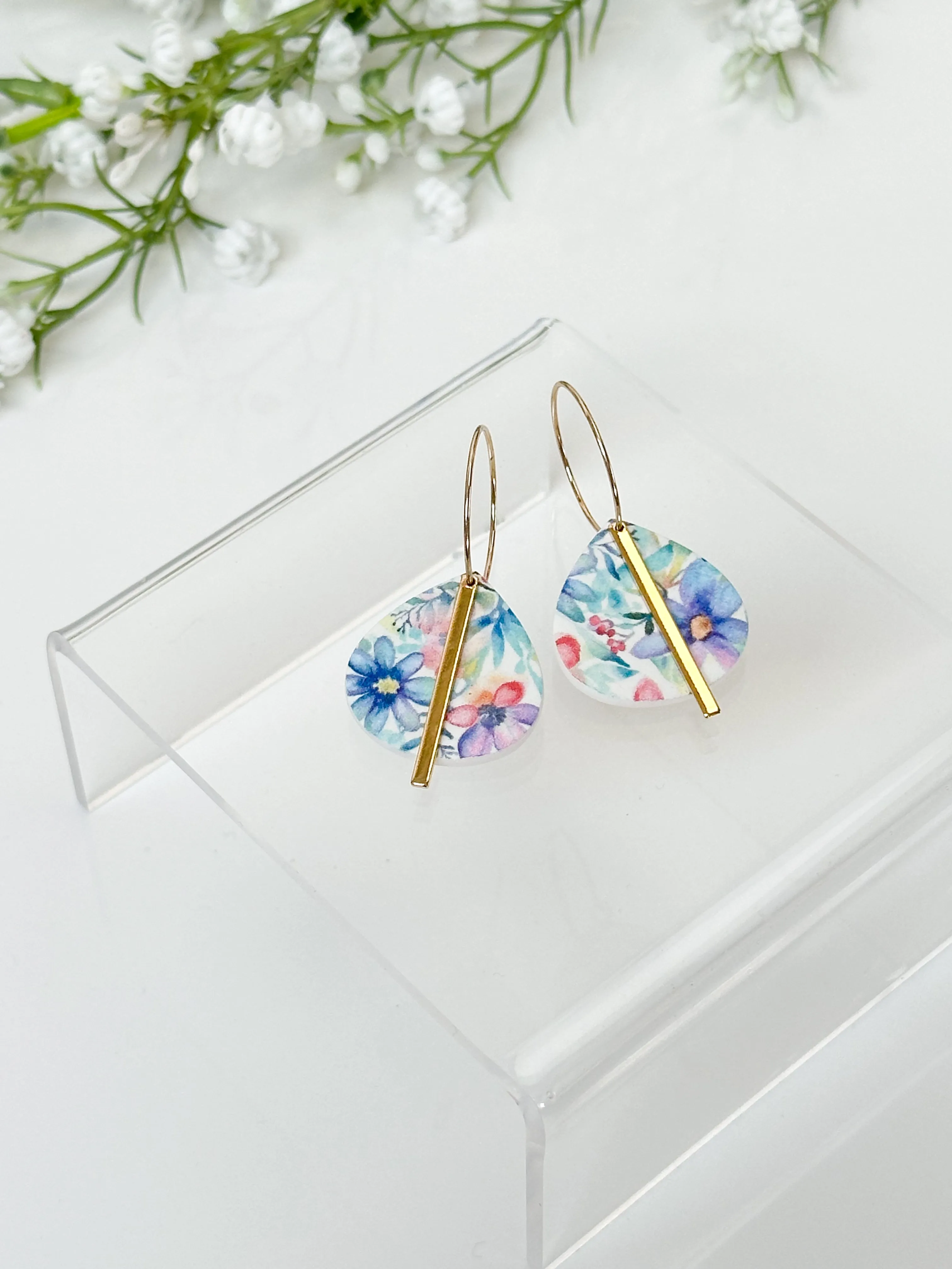 The Colorful Floral Drop Hoops