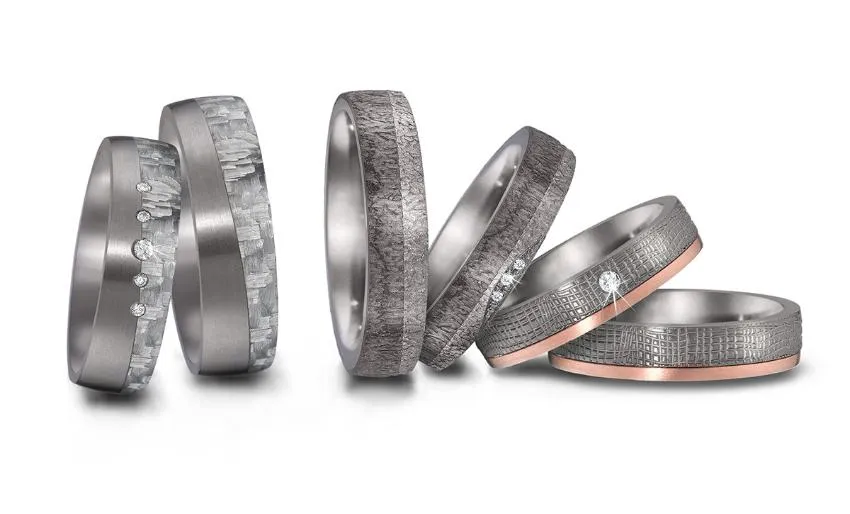 The Empress - Tantalum, 14K Rose Gold and Diamond, Wedding Ring