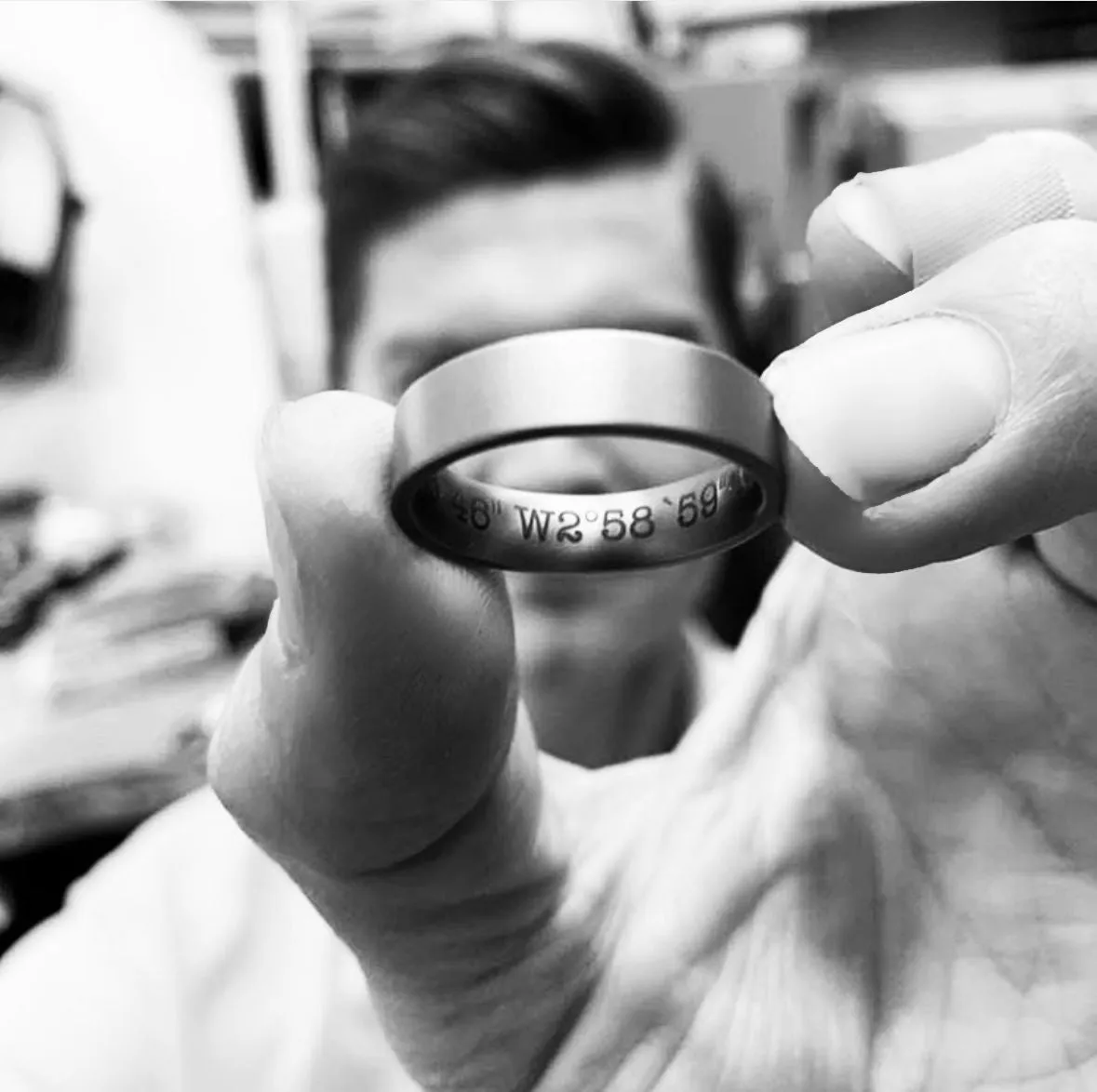 The Interstellar Light - Hammered Tantalum & 14K Rose Gold, 3mm, Wedding Band