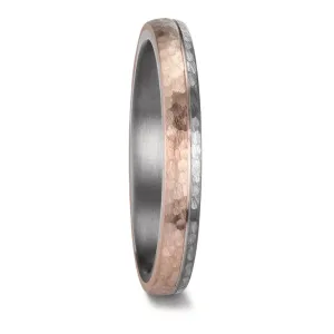 The Interstellar Light - Hammered Tantalum & 14K Rose Gold, 3mm, Wedding Band