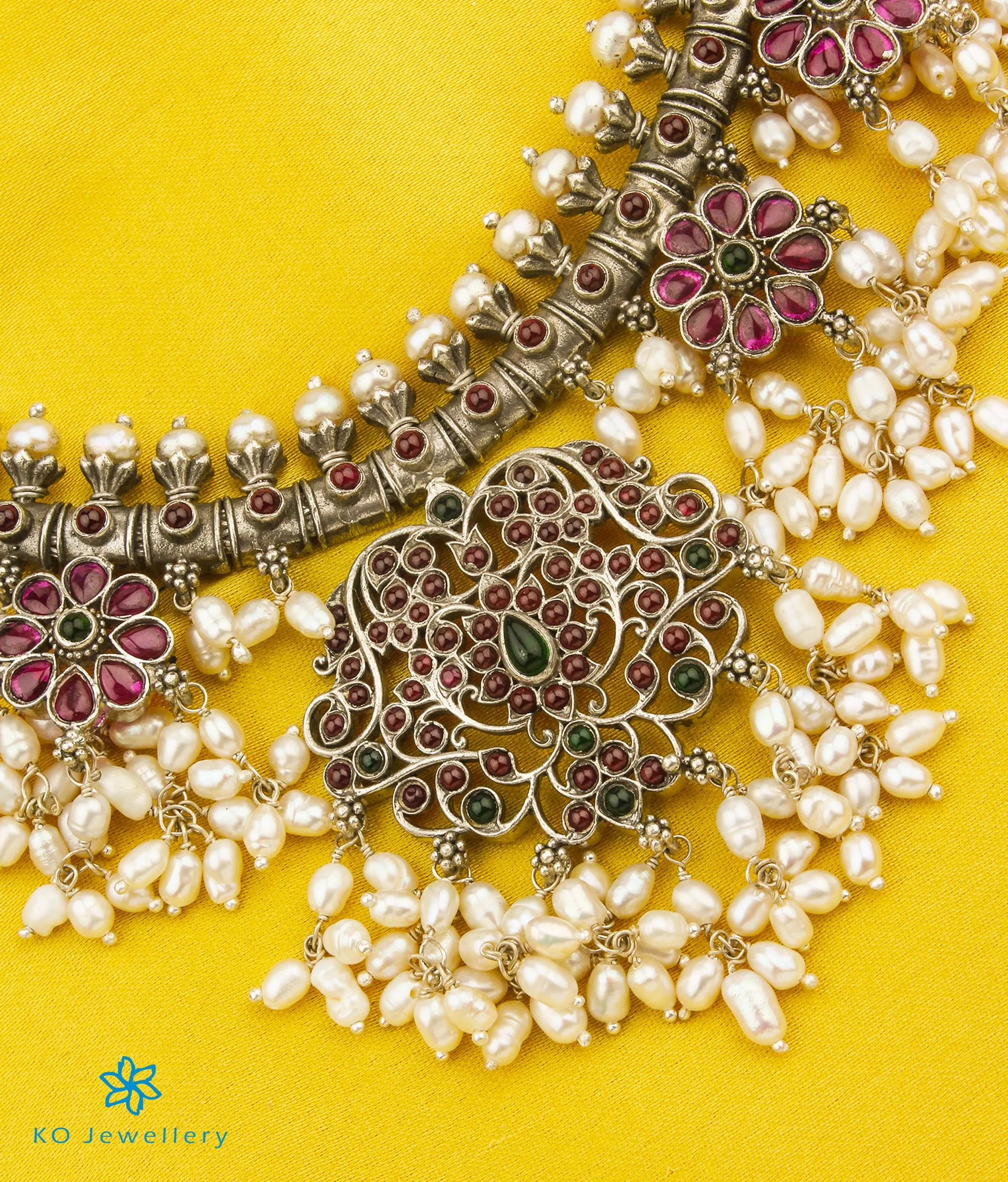 The Sagara Silver Guttapusalu Necklace (Oxidised/Long)