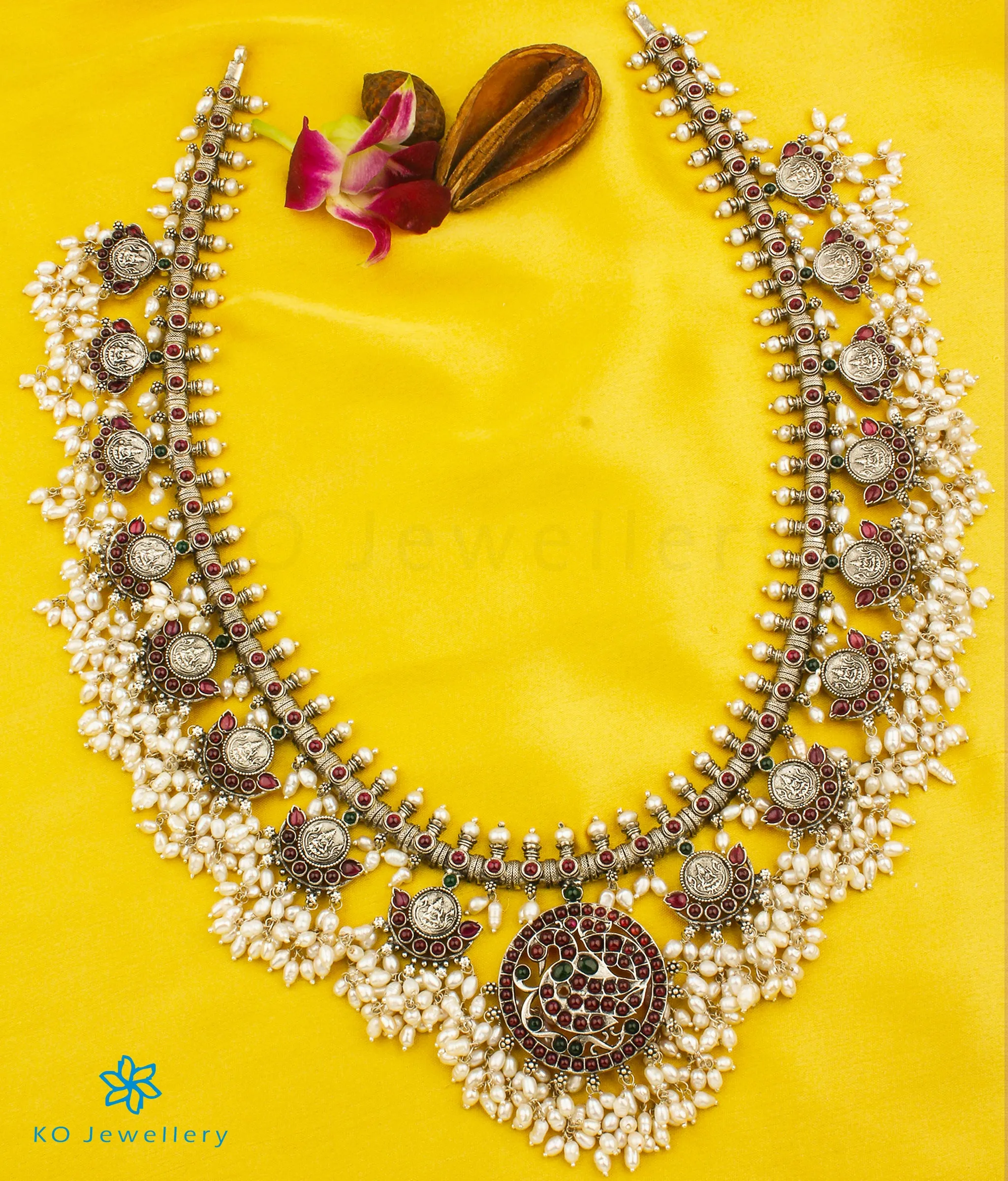 The Saira Silver Guttapusalu Necklace (Long)