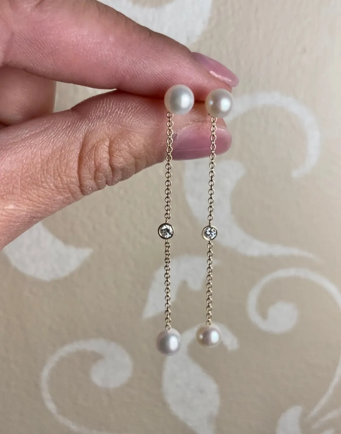 The Stef, Pearl and Diamond Dangle Earrings