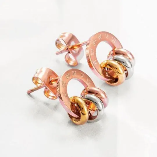 Three Tone Gold Circle Earrings – Maestro Hennessy ®