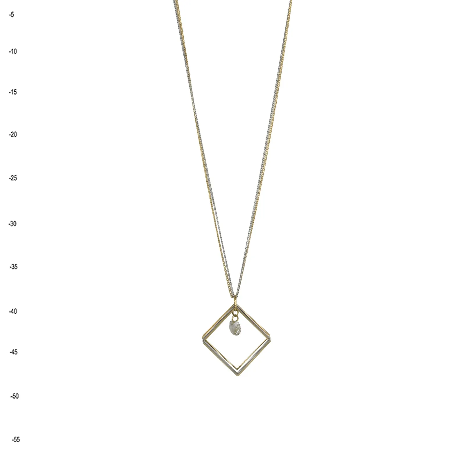 THSJ1157: Gold: Square Ringlets Pendant: Chain Necklace
