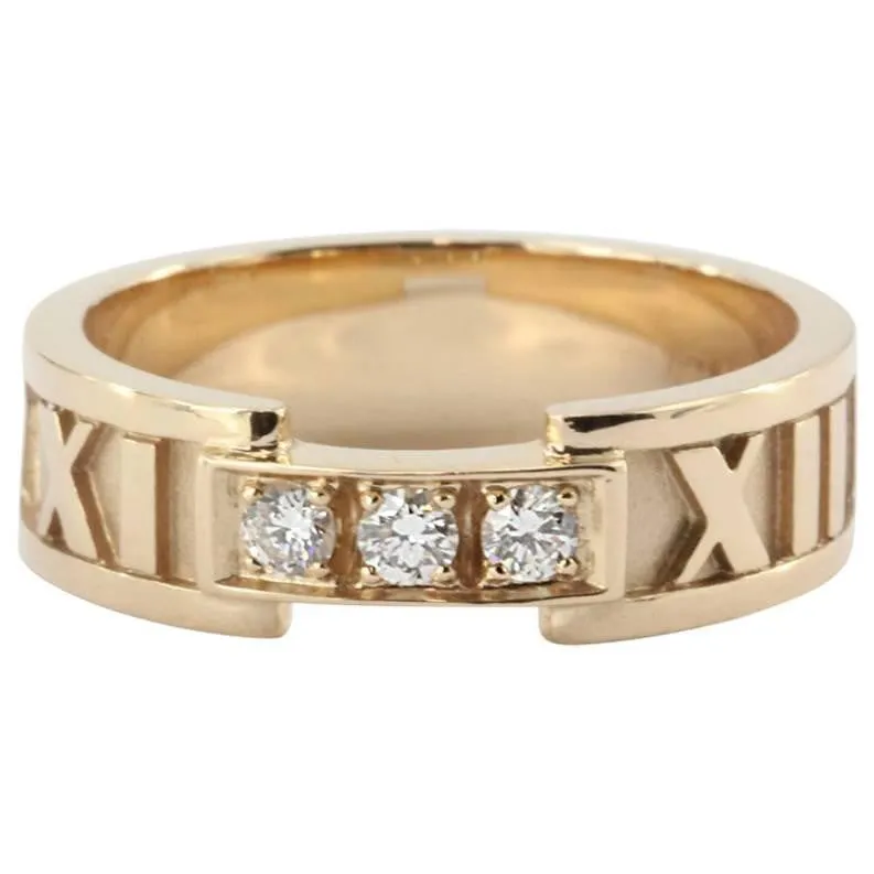 Tiffany & Co 18K Rose Gold Atlas Ring with Round Diamonds Size 6