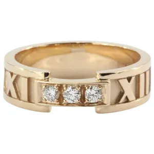 Tiffany & Co 18K Rose Gold Atlas Ring with Round Diamonds Size 6